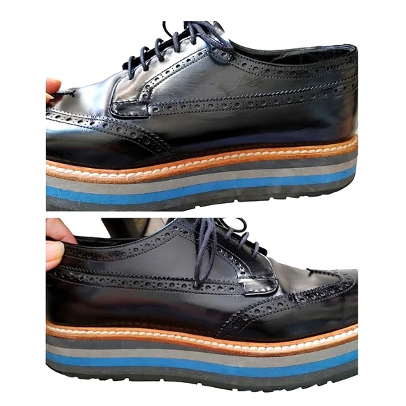 Prada Black Classic Leather Lace Up Laced Formal Shoes Derby - Picture 3 of 16